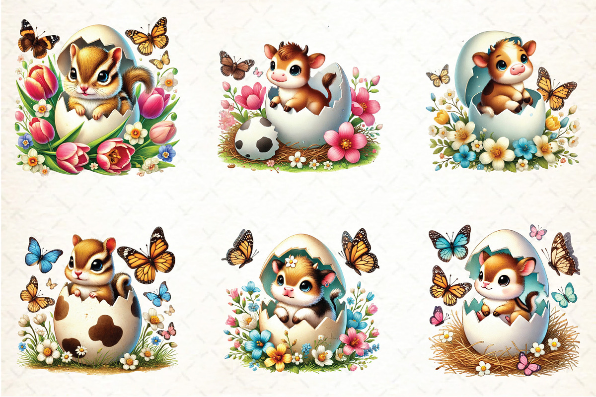 Easter Animal Sublimation Clipart, an Animal Illustration by DreamCafeArt (Photo 4 of 4)