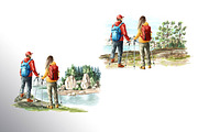 Let's Hiking! Watercolor set, a Person Illustration by Daria Ustiugova (Thumbnail 10 of 13)