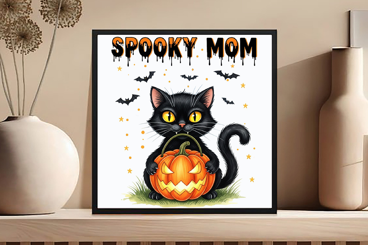 Spooky Mom Cat Halloween Mom Png, an Illustration by DreamCafeArt (Photo 3 of 6)