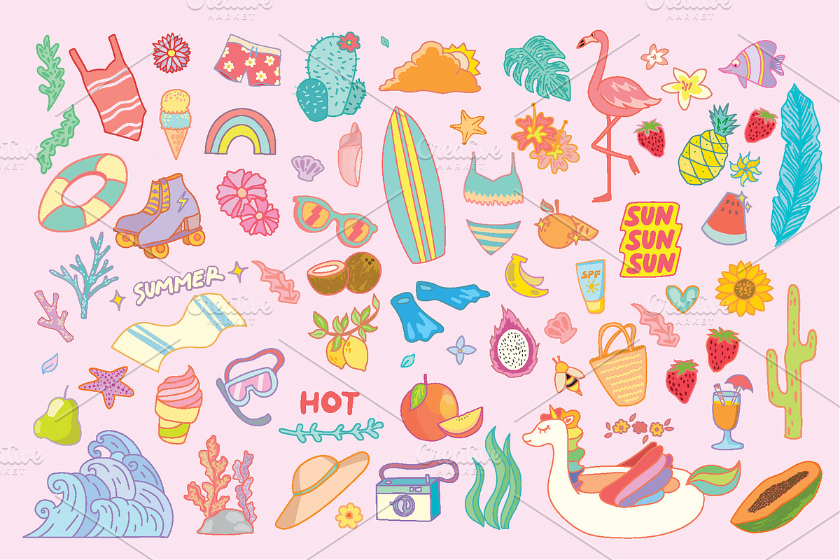 60+ Summer Element Clip Art Bundle, an Illustration by rrrnte (Photo 5 of 6)