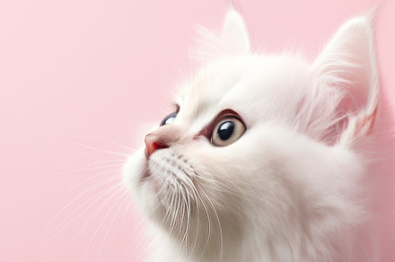 Beautiful white cat on a pink background, an Abstract Photo by Natalia Klenova's Shop