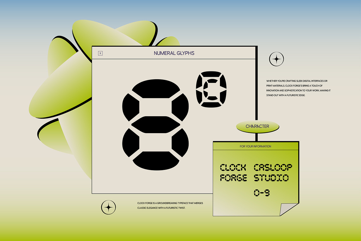 Clock Forge - Speed Meter Font, a Sans Serif Font by Casloop Studio (Photo 6 of 9)