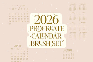 2026 Procreate Calendar Brush Set