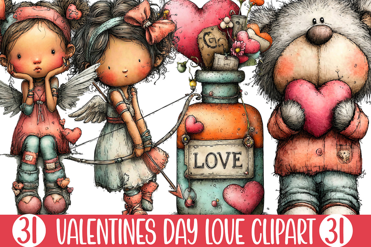Valentines Day Love Clipart, an Illustration by Designking (Photo 1 of 5)