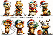 Quirky Christmas Grumpy Cat Clipart, an Illustration by OK Design (Thumbnail 3 of 6)