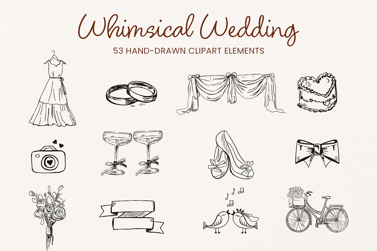 Hand-Drawn Wedding Clipart, an Object Graphic by Imageblend (Photo 1 of 5)