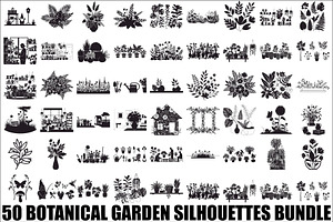 50 Botanical Garden Silhouette bundl, an Illustration by Designs_River