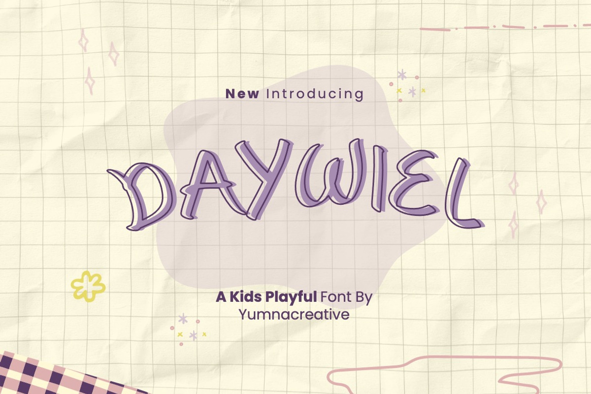 Daywiel - Kids Playful Font, a Script Font by Dhabee (Photo 1 of 4)