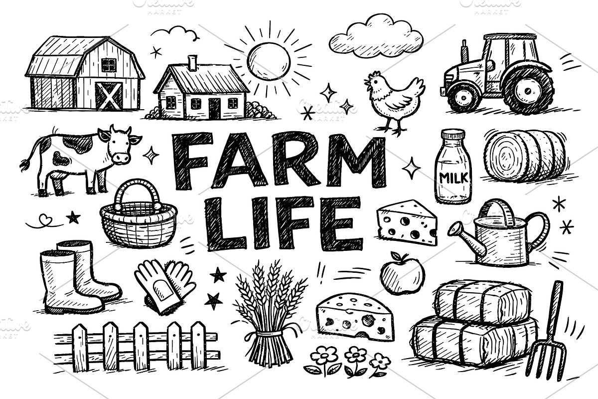 Farm Life Doodle Collection, an Object Graphic by VIVAT Design Studio (Photo 1 of 3)