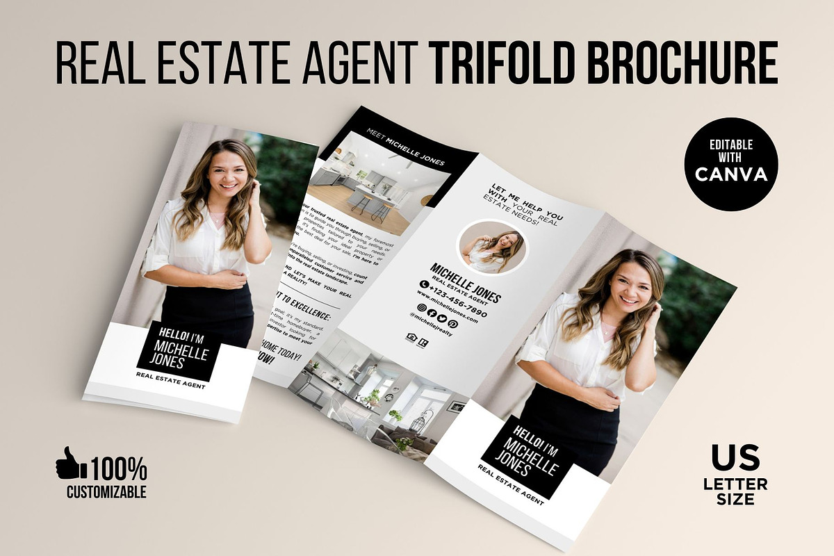 Real Estate Tri-Fold Brochure Canva, a Brochure Template by CreativeVinesStore (Photo 1 of 6)
