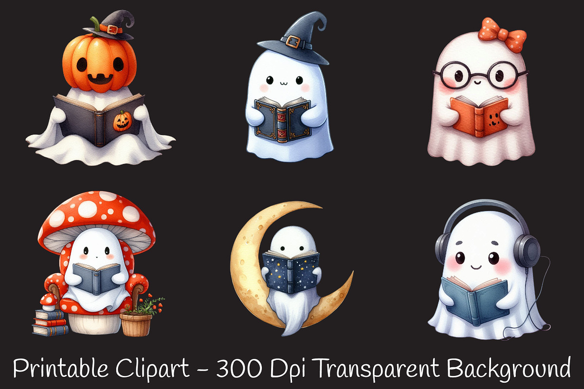 Ghost with Book Clipart, an Illustration by RobertsArt (Photo 2 of 7)