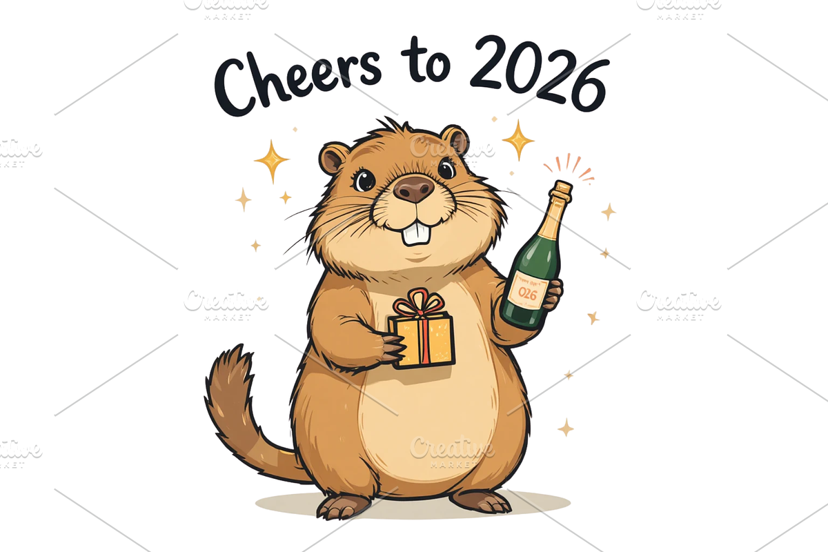 Cute Capybara New Year 2026 clipart, a Seasonal Illustration by Creative design (Photo 2 of 7)
