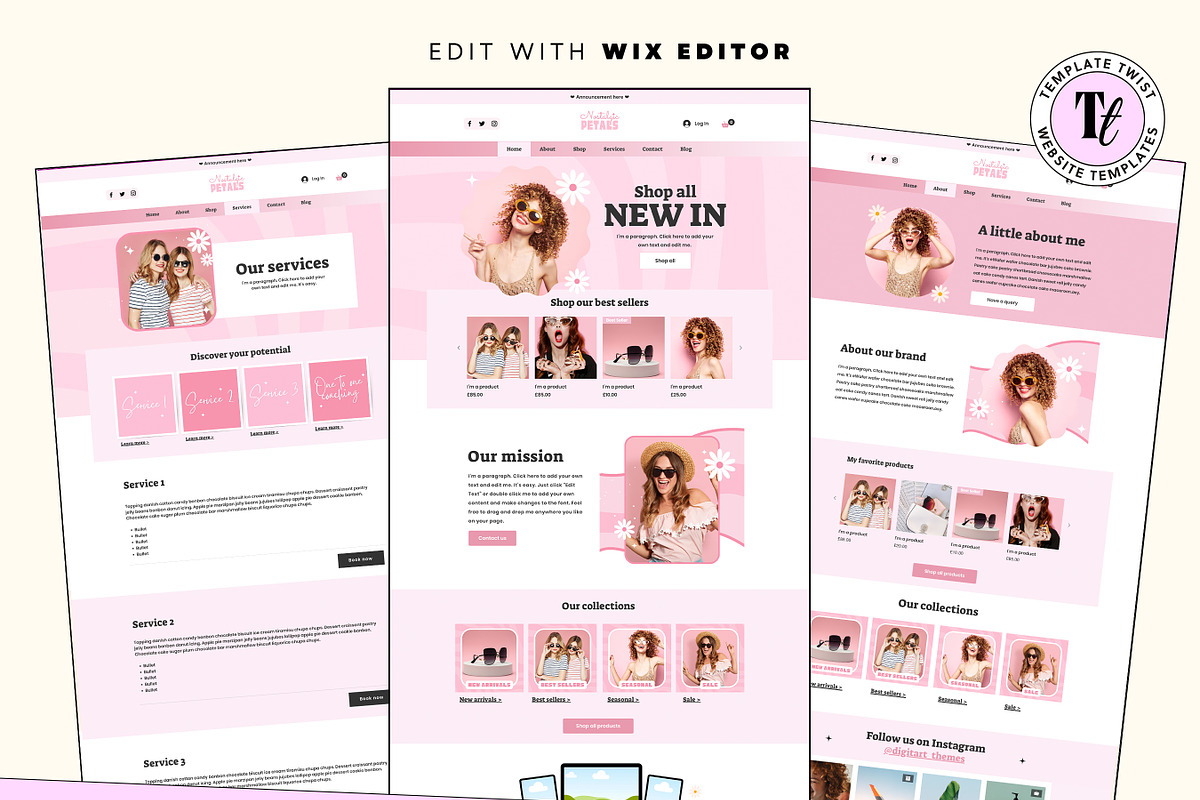 Pink Retro Wix Store Template, a Wix Template by Template Twist Shop (Photo 2 of 10)