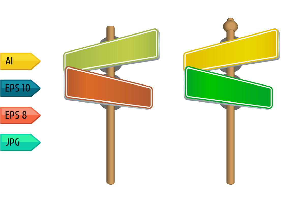 Set of colored street signs., an Object Graphic by julia_musdotter