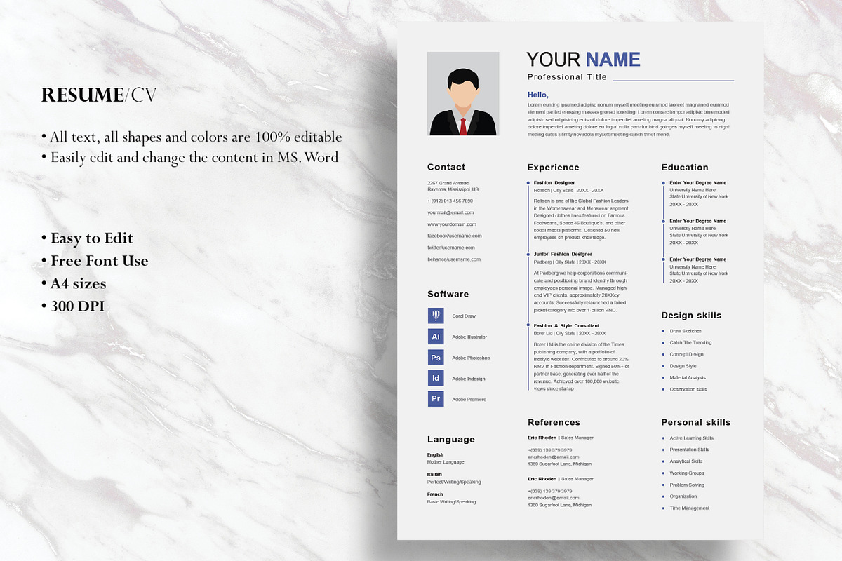 Resume Template 1 pages, Simplifier, a Resume Template by Blue Digital Studio (Photo 2 of 2)