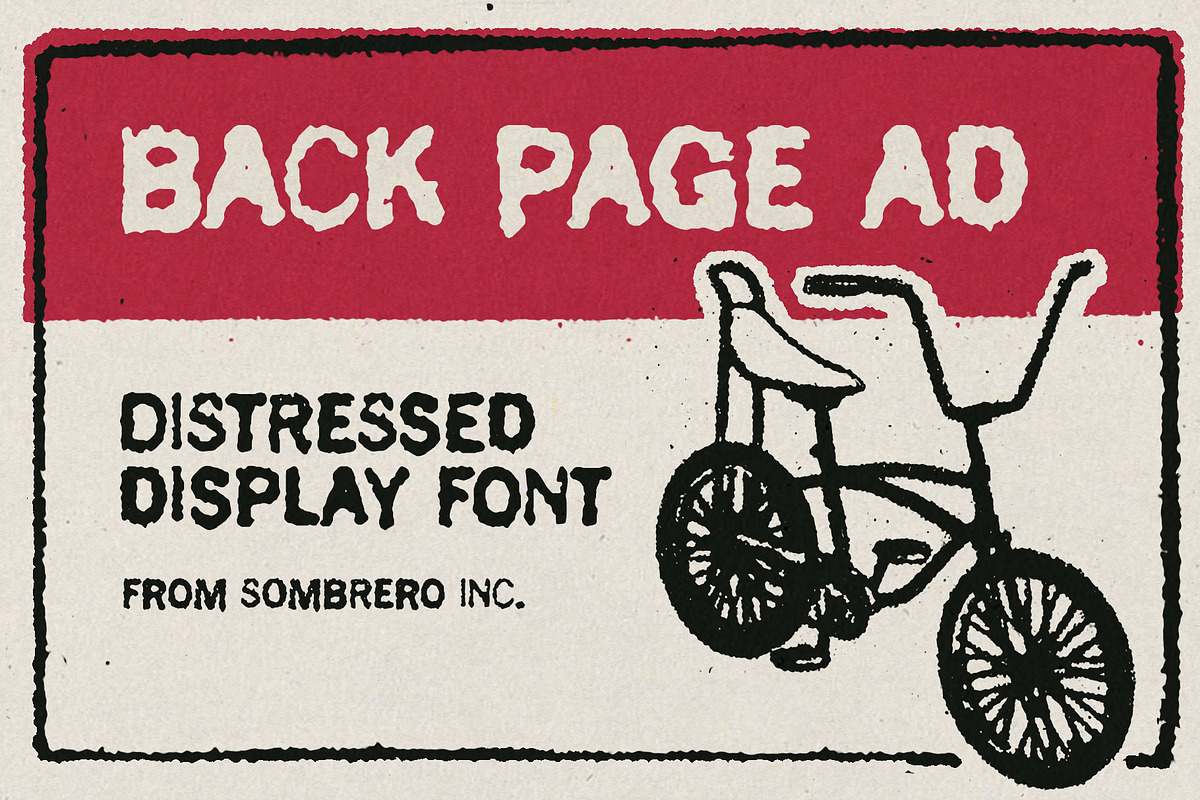 Back Page Ad Distressed Display Font, a Sans Serif Font by Sombrero Craft (Photo 2 of 5)