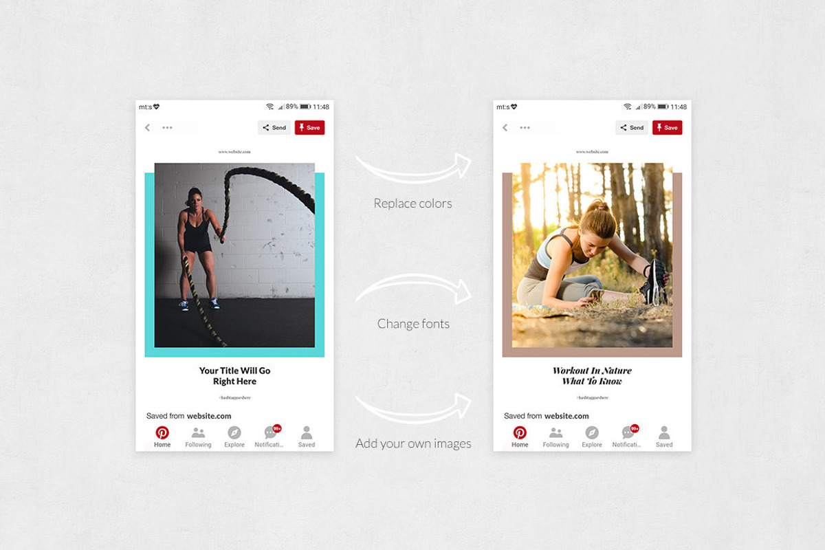 Fitness Pinterest Posts, a Social Media Template by Social Corner Graphics (Photo 5 of 8)