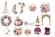Autumn Pastel Wedding Clipart Bundle, a Decorative Illustration by Anca Digital Vibe (Thumbnail 4 of 6)