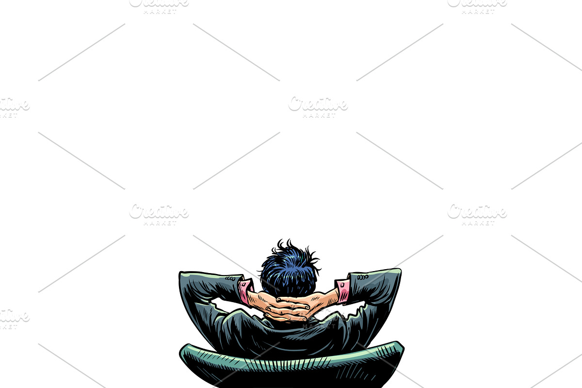 A man in a suit sits with his hands, a Person Illustration by studiostoks
