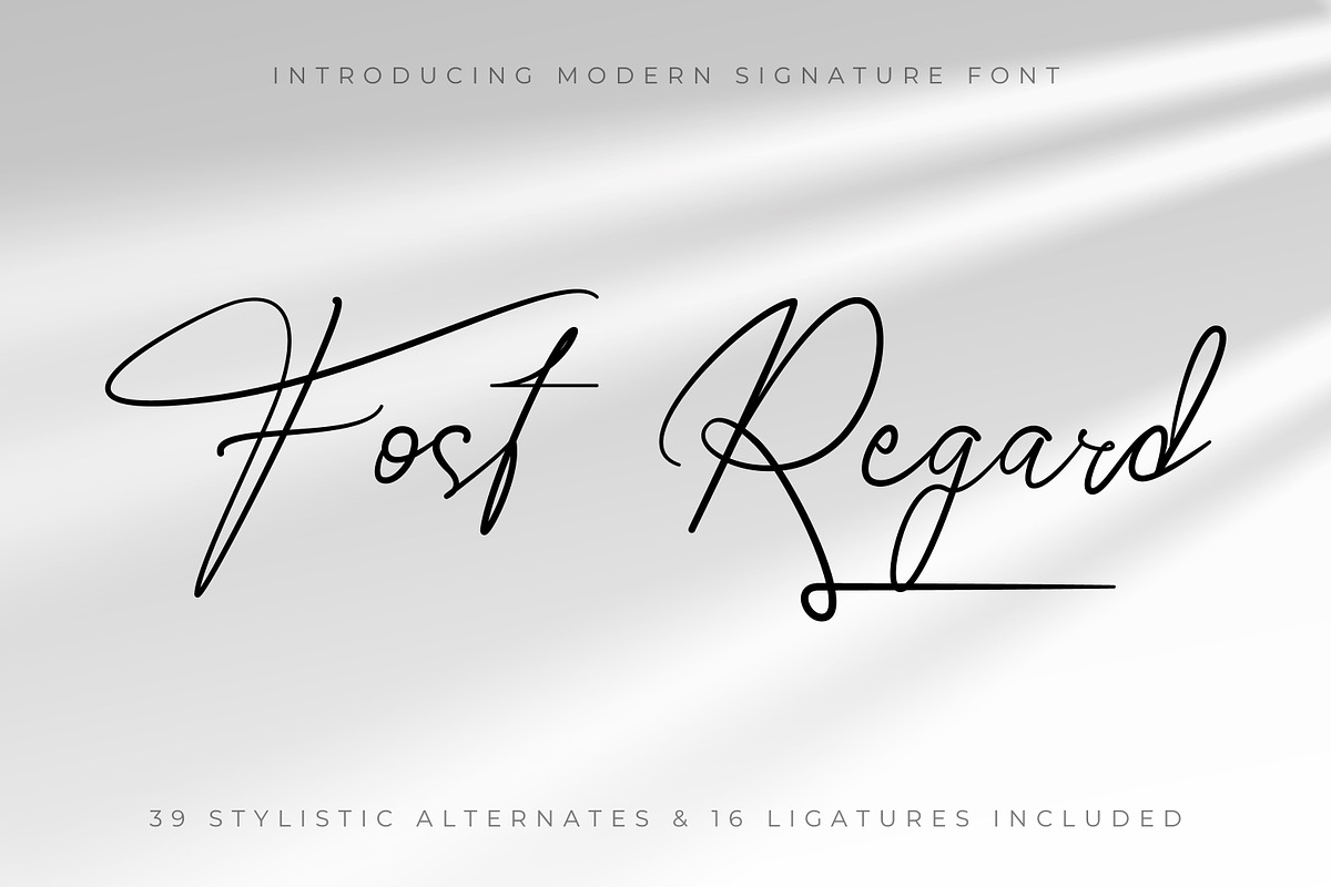 Fost Regard - Signature Script Font, a Script Font by Rishsketch (Photo 1 of 13)
