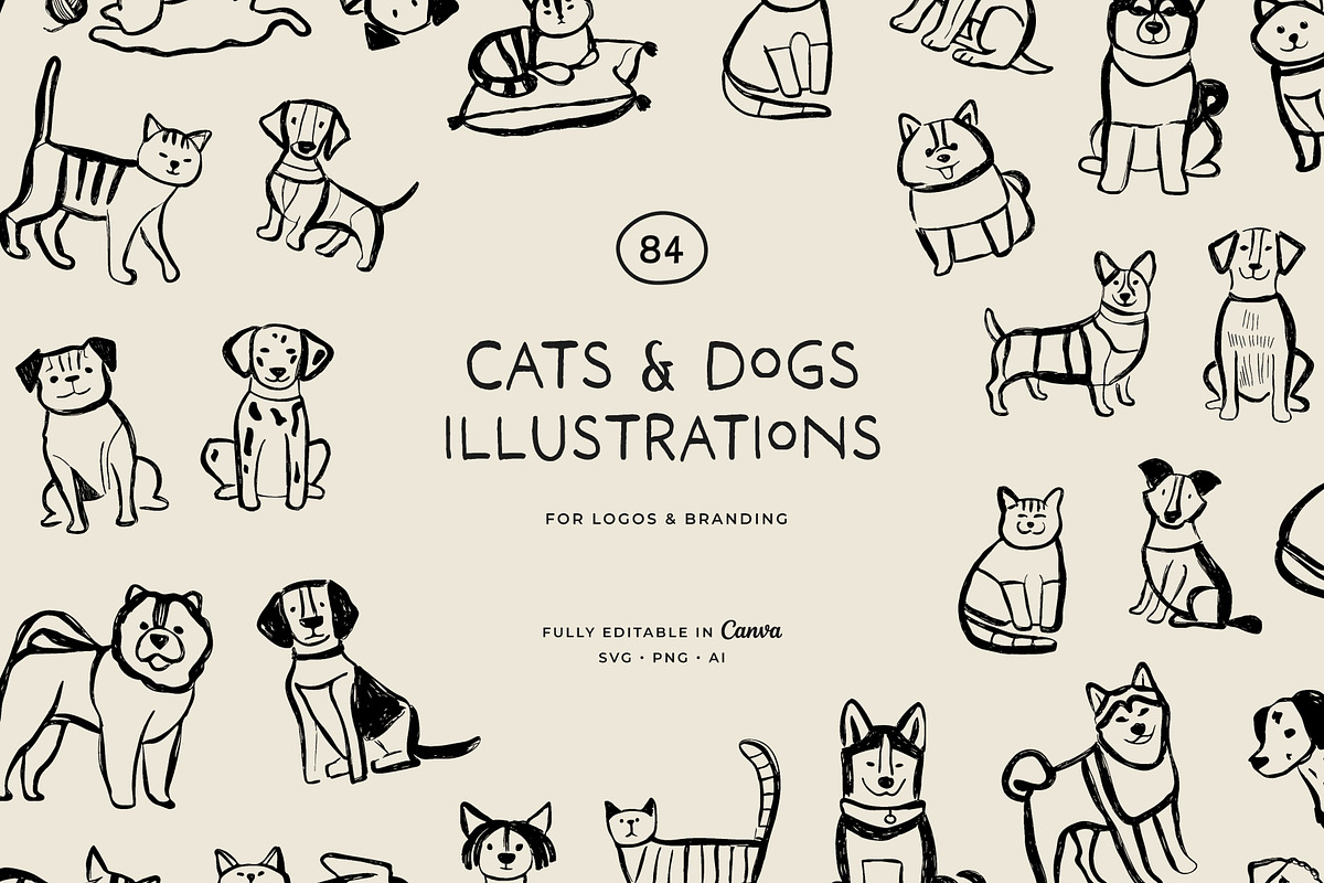CATS & DOGS illustrations, an Animal Illustration by Crocus Paperi (Photo 1 of 5)