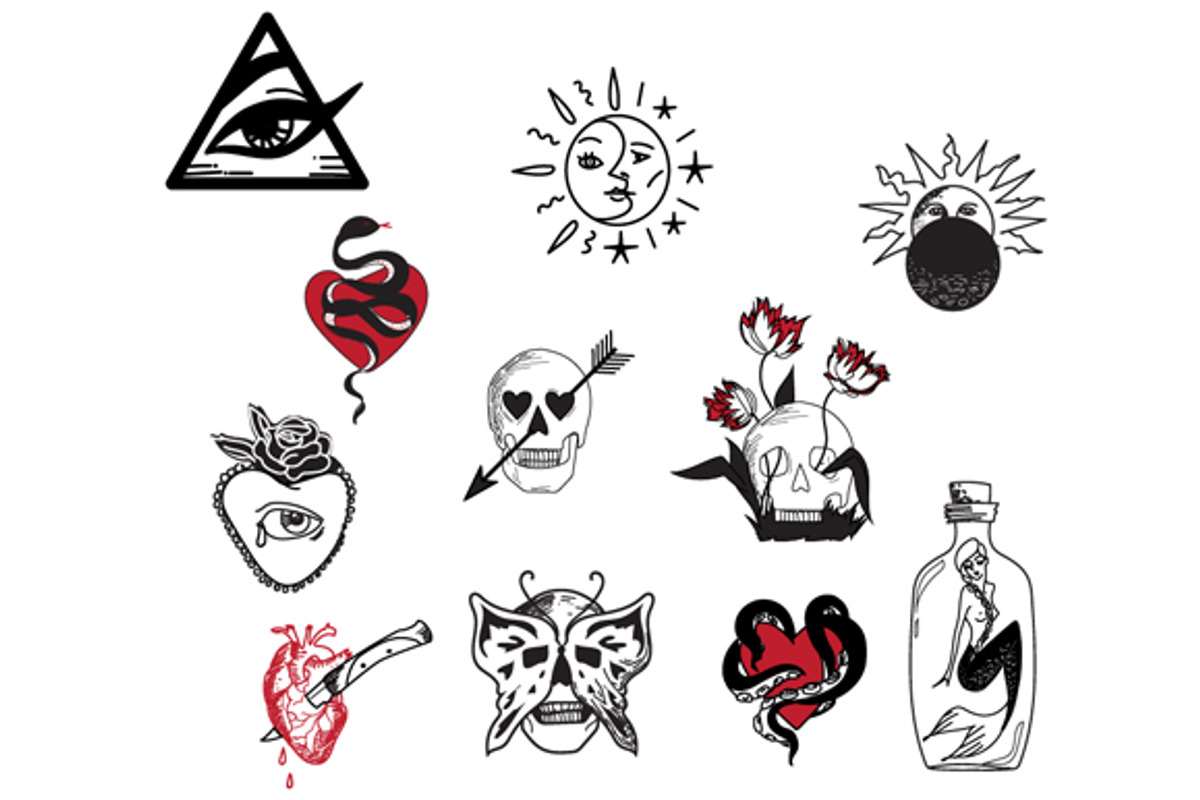 Wicked Girl Tattoo Elements/Patterns, an Illustration by Kroll_Creative (Photo 3 of 6)