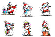 Funny Christmas Snowman Clipart, an Illustration by Craft Nest (Thumbnail 7 of 7)