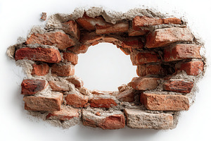 Circular hole in old brick wall weat, a Photo by Pixeness Studio