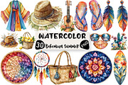 Bohemian Summer Clipart, an Illustration by Black Bird Studio (Thumbnail 1 of 6)