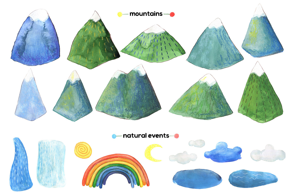 Mountain Meadows - watercolor set, an Object Graphic by Satika (Photo 8 of 15)
