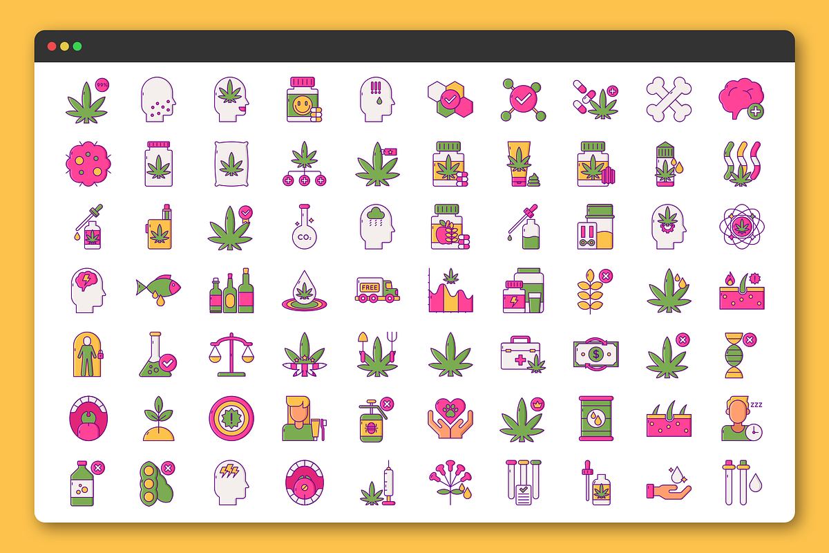 70 CBD Oil Icons, a Solid Icon by Flat Icons (Photo 7 of 7)