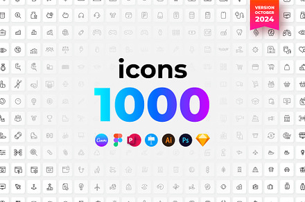 1000 Outline Icons Canva Bundle