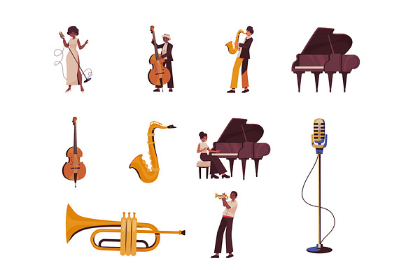 Jazz Musician & Instrument Set preview 2