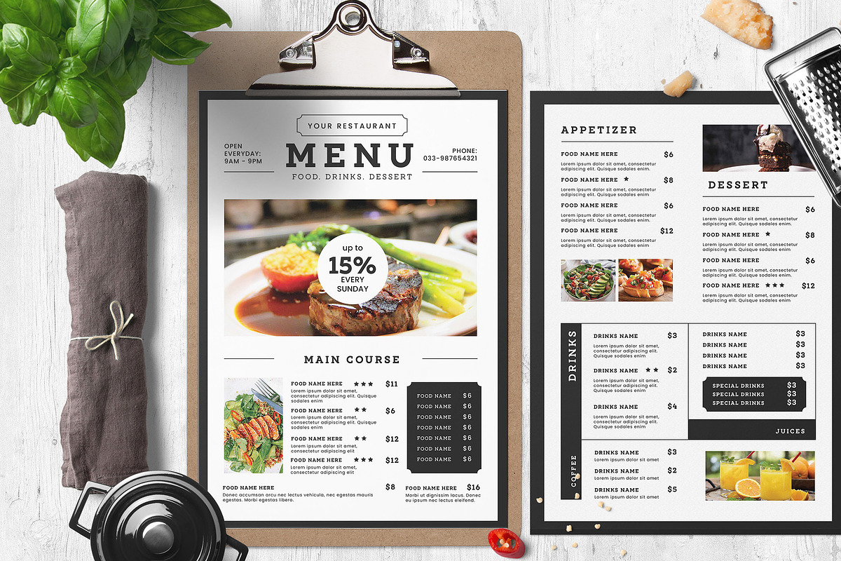 Restaurant Food Menu, a Flyer Template by Creativestoree (Photo 3 of 4)