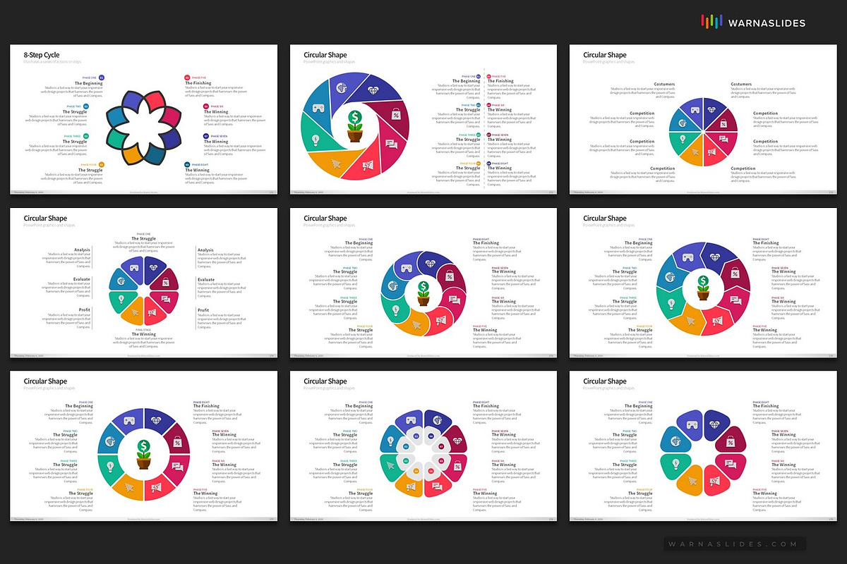 Cycle & Circles PowerPoint Templates, a Presentation Template by Warna Works (Photo 25 of 28)