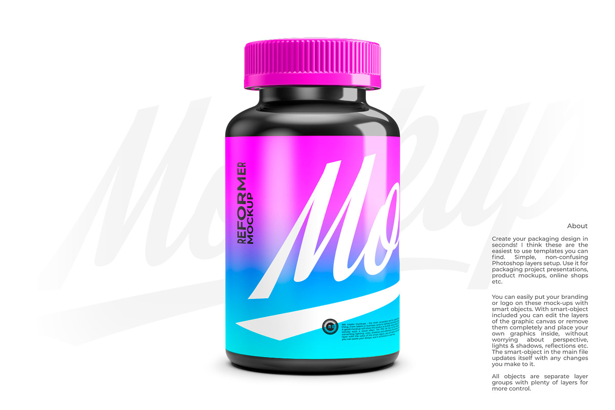 250g Plastic Black Jar Mockup, a Packaging Mockup by Reformer Mockup (Photo 3 of 6)