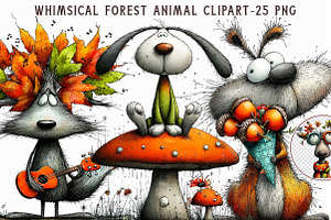 Whimsical Forest Animal Clipart, an Illustration by Libby Wishes