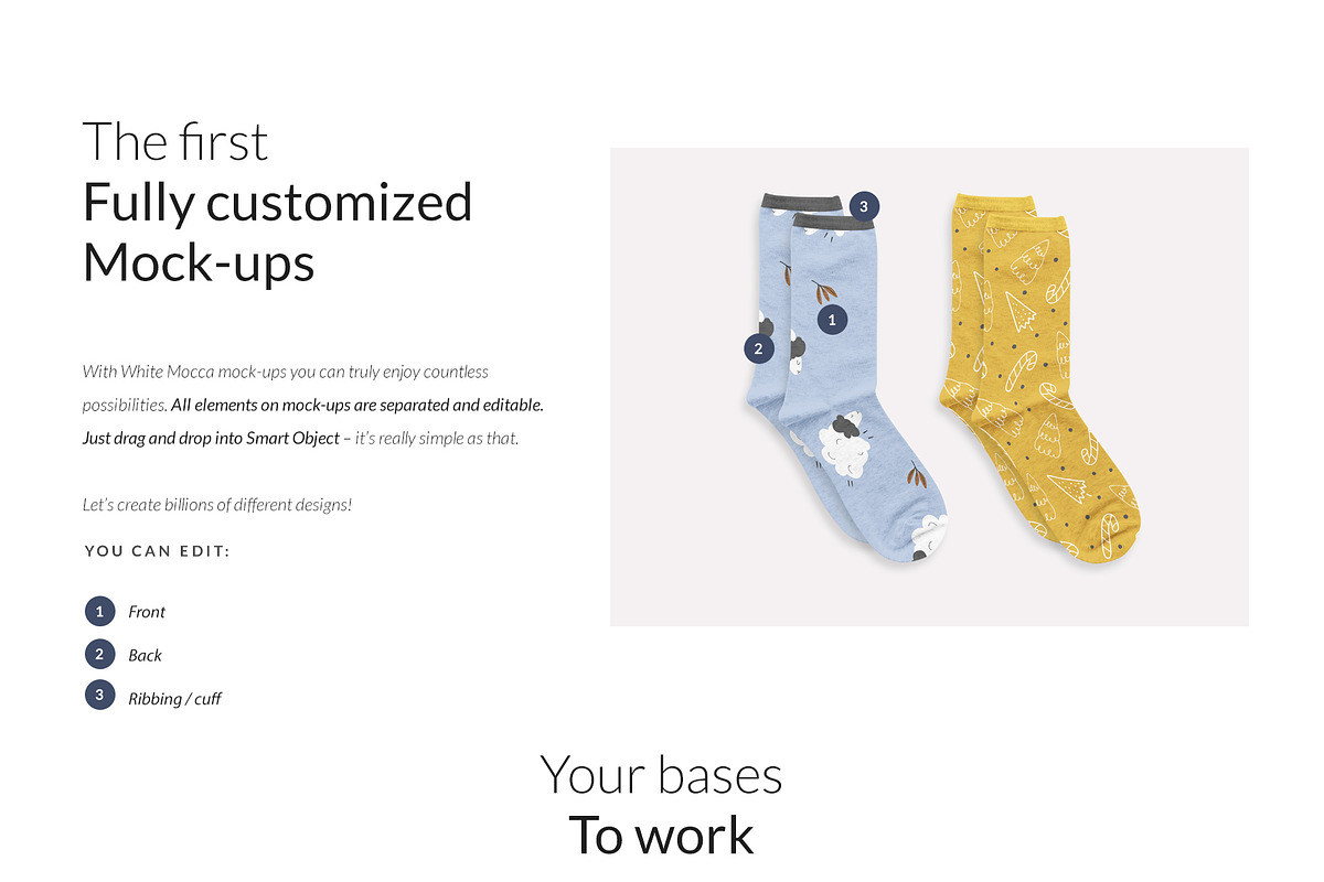 Melange Classic Socks 9x Mock-ups, a Print Template by Mocca Mockups Store (Photo 2 of 5)