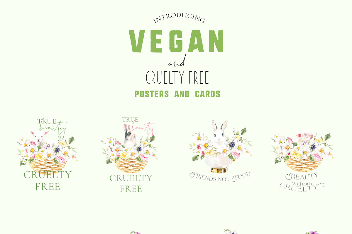 Vegan Cruelty Free Animals Stickers, an Object Graphic by Catherine Wheel (Photo 11 of 12)