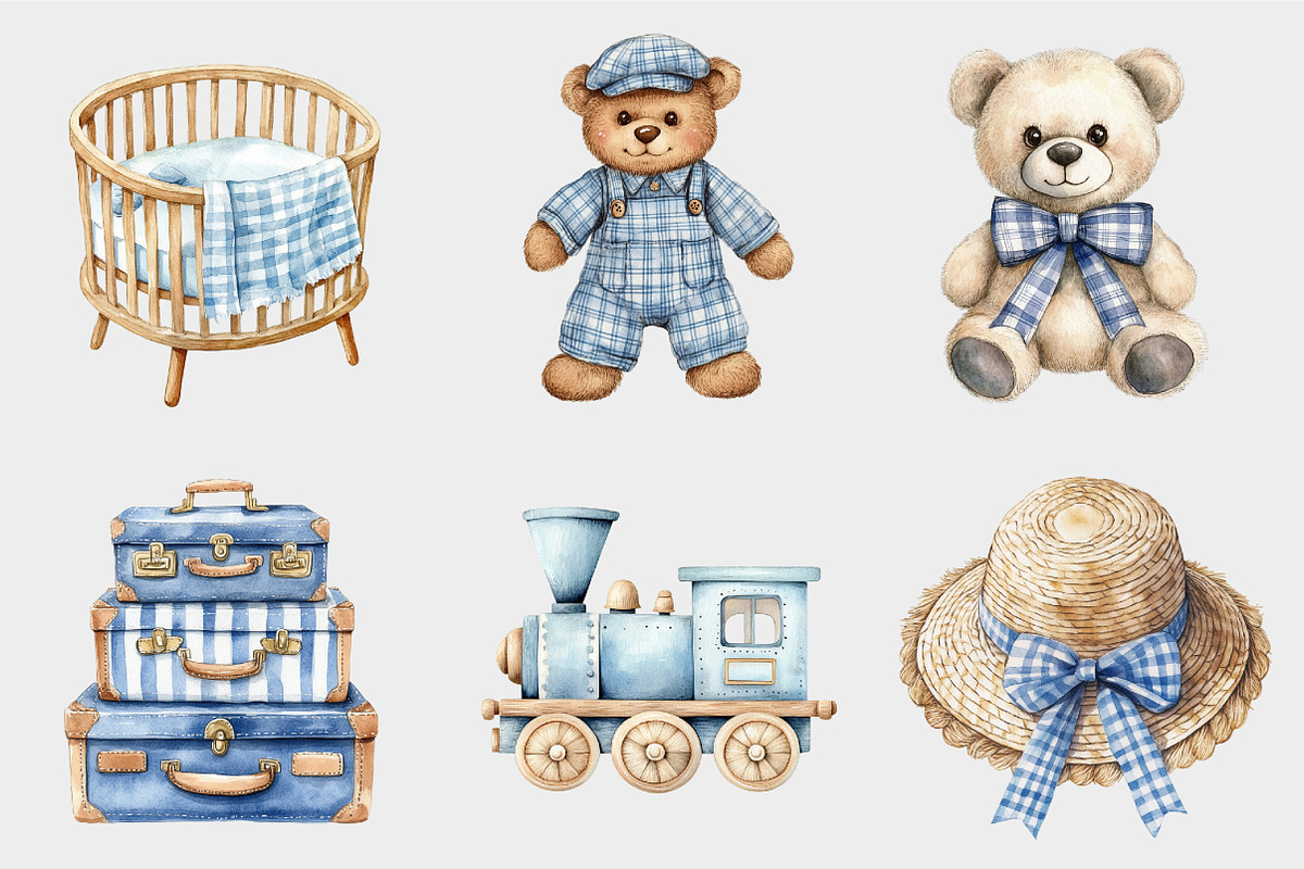 Watercolor Blue Teddy Bear Clipart, a Seasonal Illustration by Design Market (Photo 5 of 5)