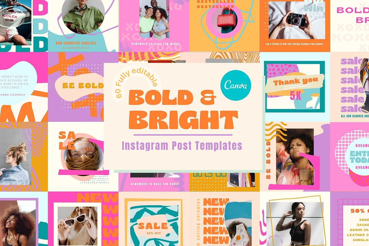 Bold Instagram Post Templates, a Social Media Template by Hell Yeah Designs