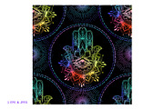 Neon Hamsa Seamless Pattern, a Pattern Graphic by Elen-Lane (Thumbnail 2 of 2)