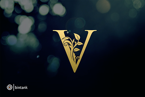 Gold V Letter Logo