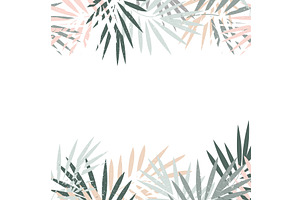 Tropical leaves foliage border frame, an Object Illustration by Toltemara