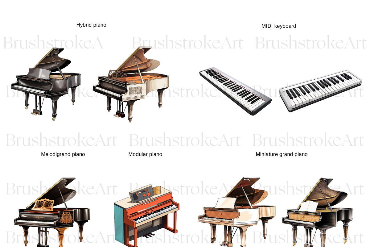 Piano Clipart, Baby Grand Piano Keys, an Object Illustration by BrushstrokeArtGB (Photo 5 of 9)