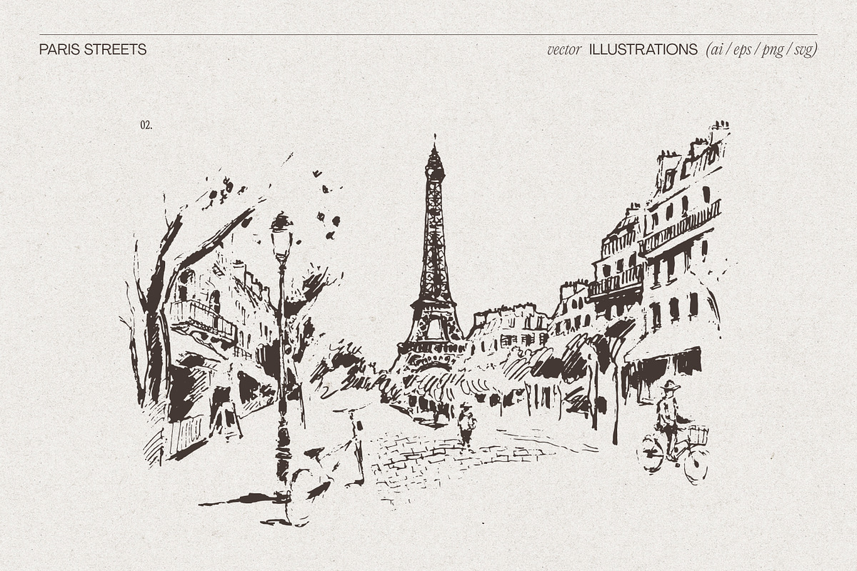 Paris Street Scene Sketches, a Work Illustration by TheMountBirdStudio (Photo 4 of 7)