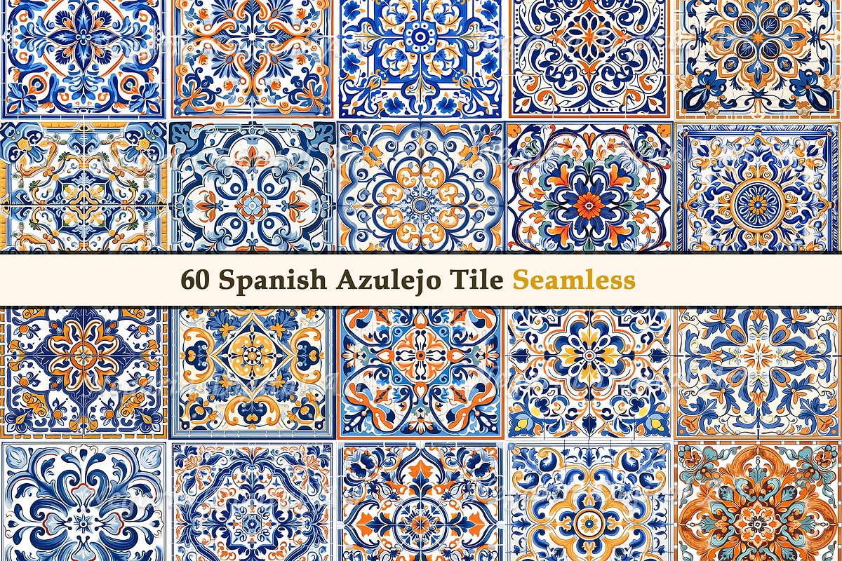 Spanish Azulejo Pattern Tile V2, a Pattern Graphic by Negarin Digital Art (Photo 3 of 8)