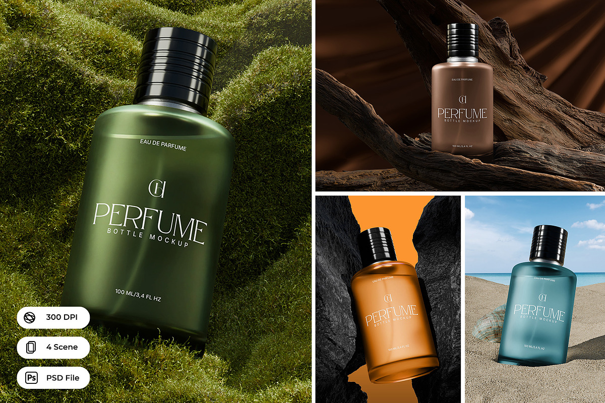 Perfume Bottle Mockup, a Packaging Mockup by Nathatype (Photo 1 of 9)