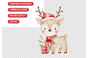 Cute Christmas Deer Clipart Set, an Illustration by TatiMockup (Thumbnail 4 of 4)