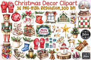 Watercolor Christmas Decor Clipart, an Illustration by Sublimation Artist